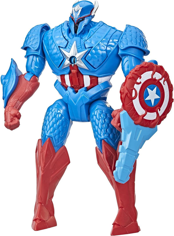 Marvel Avengers Mech Strike Monster Hunters Hunter Suit Captain America Toy, 8-Inch-Scale Deluxe Action Figure, Toys for Kids Ages 4 and Up