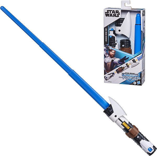STAR WARS Lightsaber Forge OBI-Wan Kenobi Extendable Blue Lightsaber Toy, Customizable Roleplay Toy for Kids Ages 4 and Up