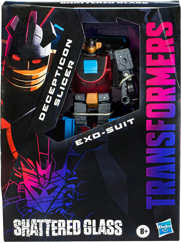 Transformers Generations Shattered Glass Collection Decepticon Slicer with Exo-Suit & IDW’s Shattered Glass— Slicer (Exclusive Hasbro Pulse Variant Cover)