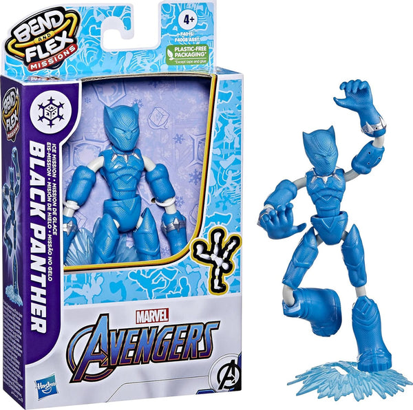 Marvel Hasbro Avengers Bend and Flex Missions Black Panther Ice Mission Action Figure,6-Inch-Scale Bendable Toy,Toys for Kids Ages 4 and Up