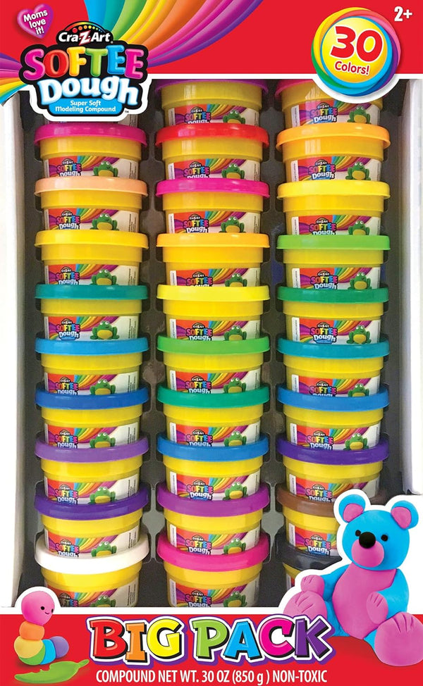 Cra-Z-Art Softee Dough Super Soft Modeling Compound 30-Pack of Assorted Colors, Non-Toxic, 1oz Cans, Ages 2 and up